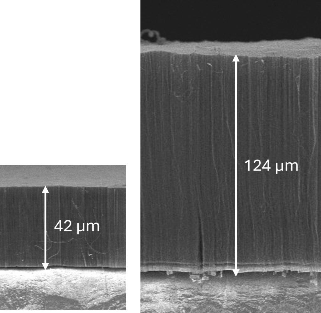Image illustrating the height possibilities of the VACNT feature
